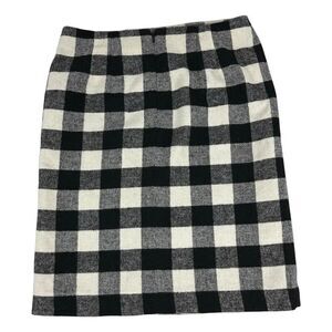 Talbots Women's size 8 Wool Blend Buffalo Plaid Black & White Skirt